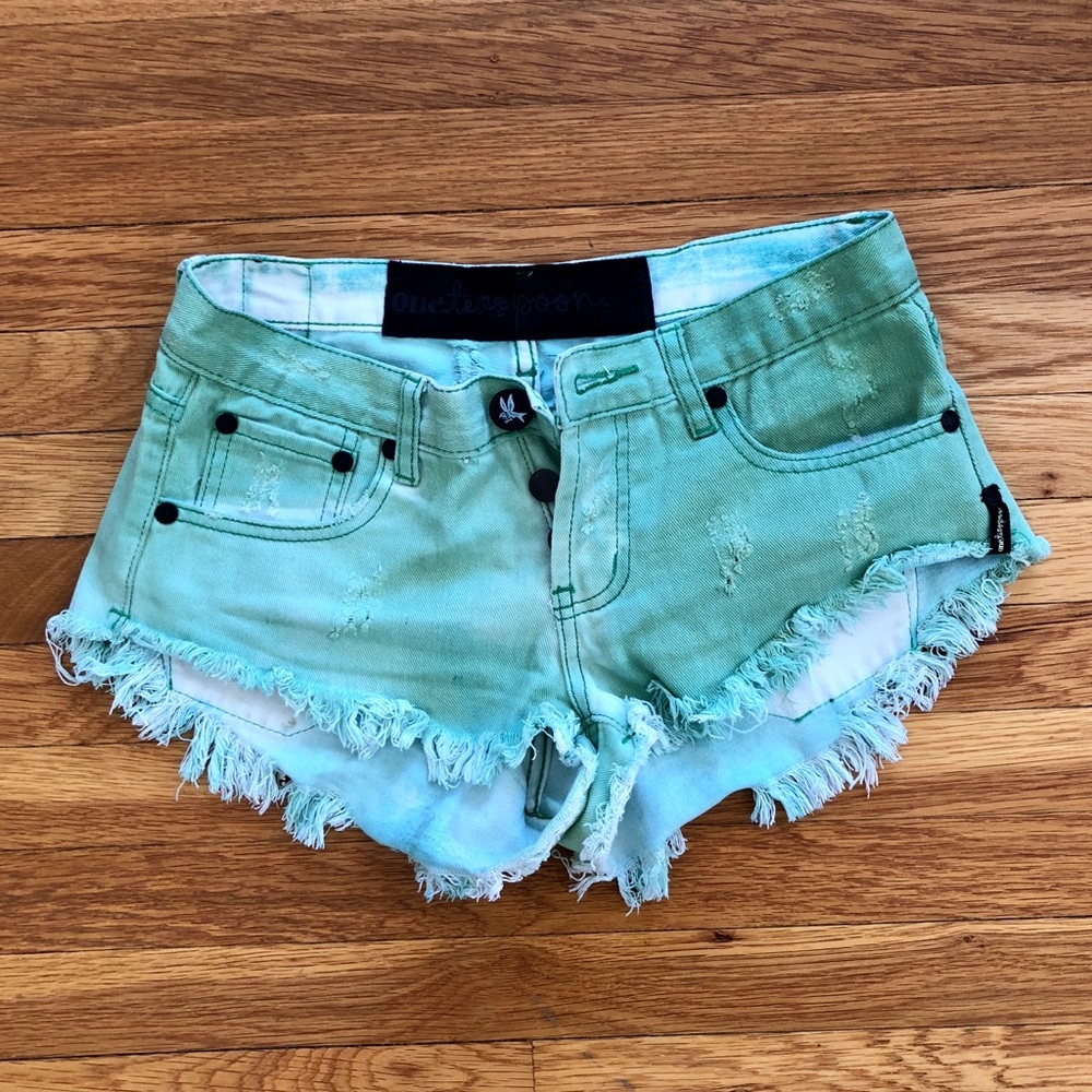 One Teaspoon Green Denim Shorts size 24